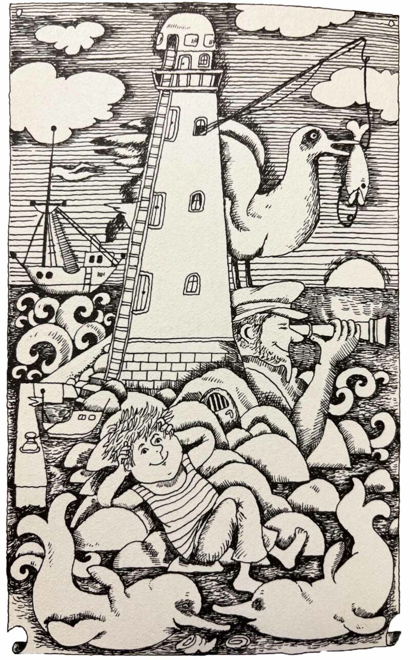 Illustration von Rolf Rettich aus Sommer auf den Hummerklippen